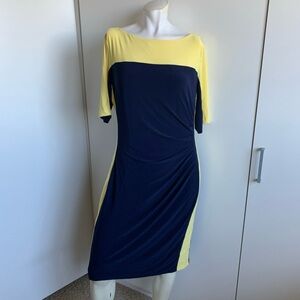 *NWT* Lauren Ralph Lauren size 14 Colorblock shift dress pullover navy/yellow